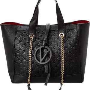 Valentino Black Tote with Gold Chain Accents